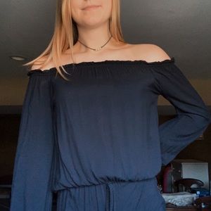 John Galt black off the shoulder romper